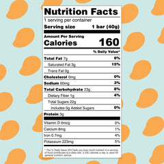Close-up of Lecka Energy Bar texture with tropical mango and banana.
