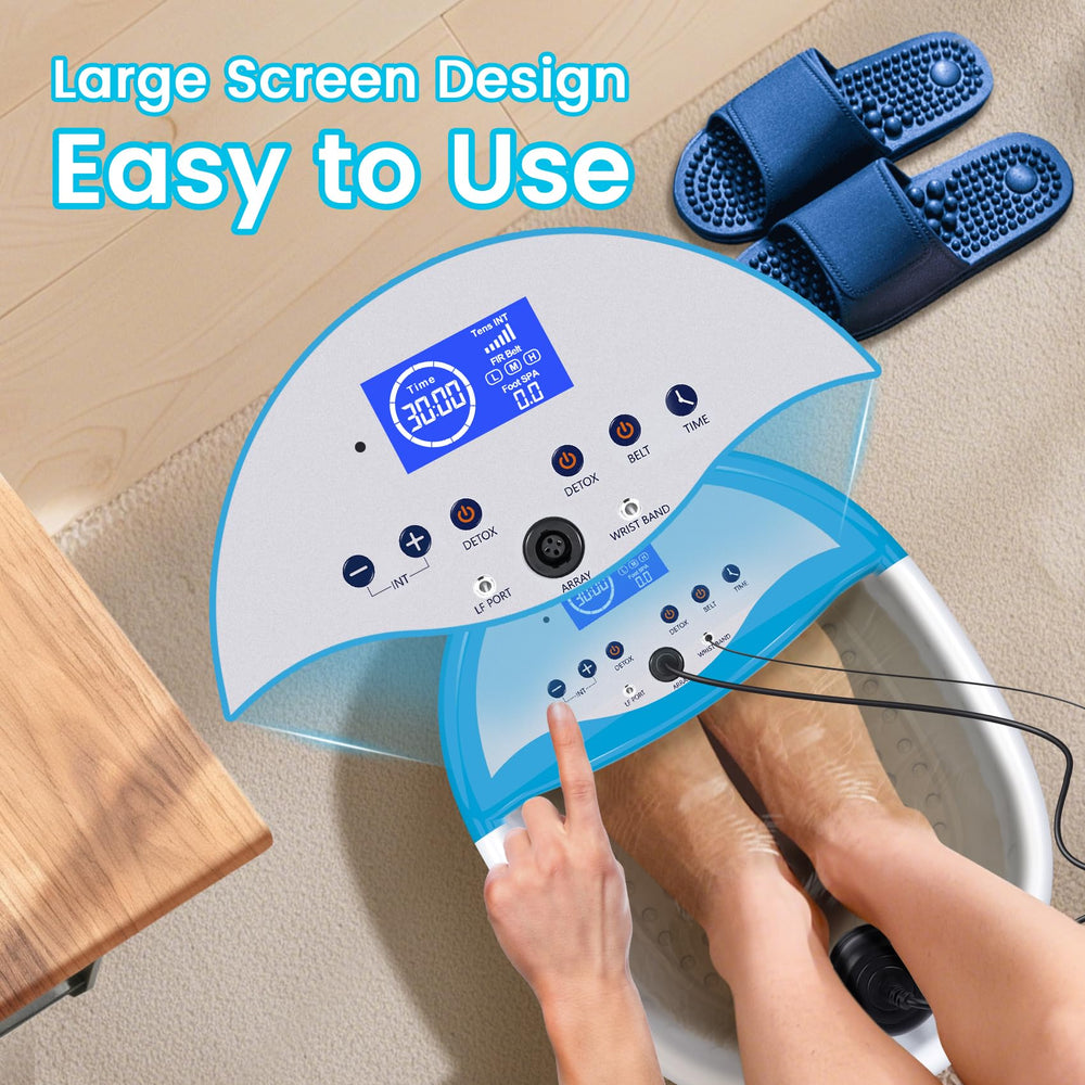 LeCuag Foot Bath side view highlighting compact, portable design.