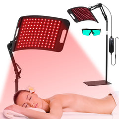 LEDINO red light therapy panel on adjustable stand for convenient home sessions.