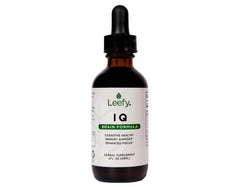 Leefy IQ Lions Mane extract bottle highlights focus support and mental clarity.