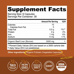 Left Coast Performance beef liver capsules closeup highlighting nutrient-dense formula.