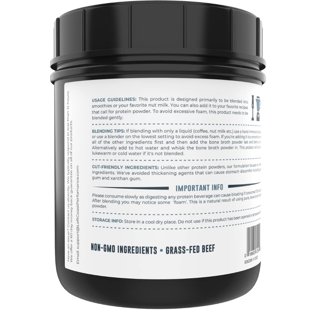 Left Coast Performance Bone Broth Protein BPA-free packaging for safety