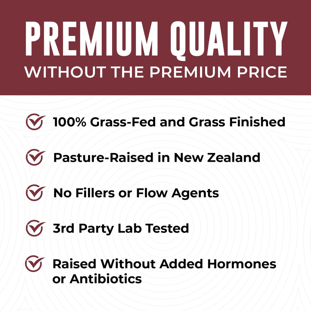 Left Coast Performance New Zealand sourcing tag underlines grass-fed, pasture-raised origins