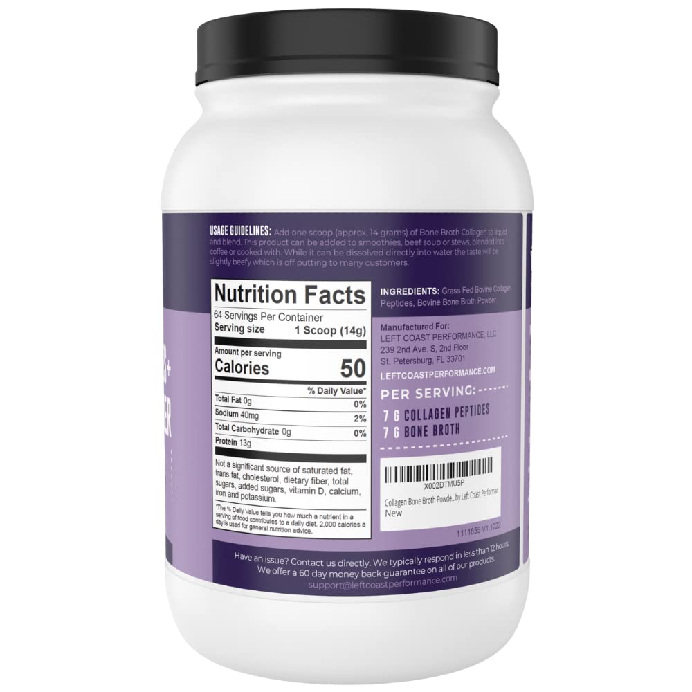 Scoop of Left Coast Performance collagen bone broth powder for precise serving