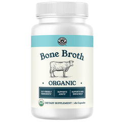 Left Coast Performance grass-fed bone broth capsules in a jar for convenient daily support