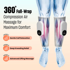 Leg Massager with Heat and Compression calf closeup shows soft fabric and snug strap
