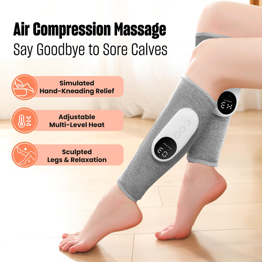 Leg Massager with Heat and Compression side view shows ergonomic calf coverage