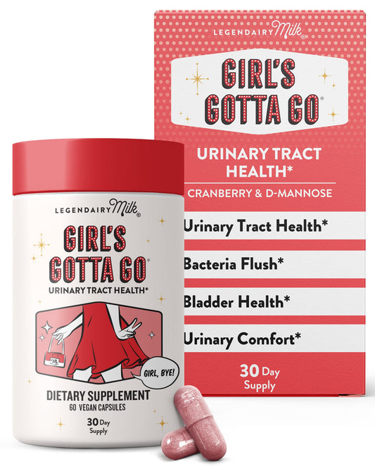 Legendairy Milk Girl’s Gotta Go bottle front view showing packaging and label