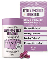 Legendairy Milk Pure Inositol bottle pouring capsules for daily hormone balance support.