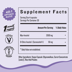 Legendairy Milk Pure Inositol capsules close-up highlighting vegan formula.