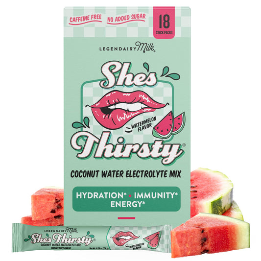 Legendairy Milk She's Thirsty watermelon packets pour smoothly for quick hydration.