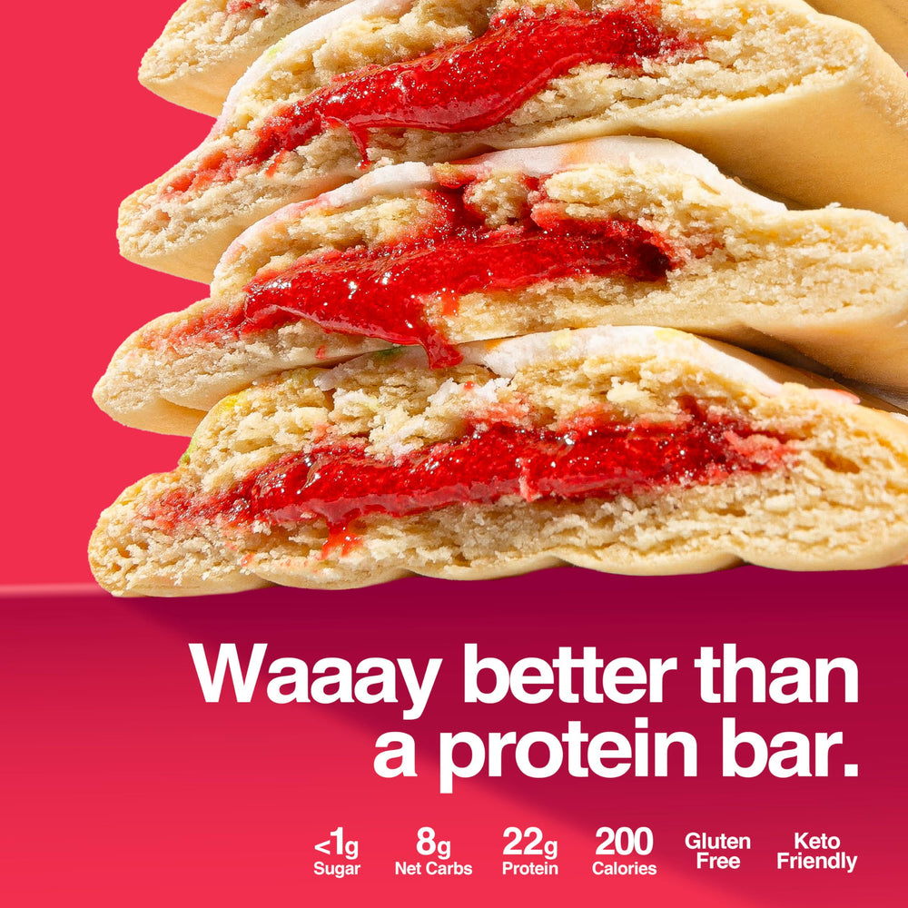 Cross-section view of Legendary Foods 22g Protein Pastry revealing filling and fiber.