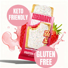On-the-go snack moment with Legendary Foods 22g Protein Pastry frosted strawberry.