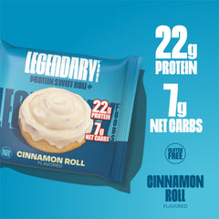 Legendary Foods Cinnamon Roll bar in a gym bag—great post-workout fuel between sets.