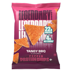 Legendary Foods Tangy BBQ Protein Chips in a lunchbox for daily snacking on the go.