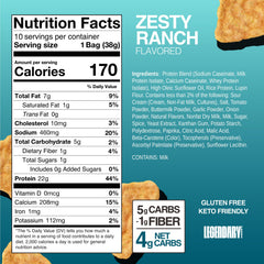Legendary Foods Zesty Ranch chips with crispy popped texture for a flavorful crunch