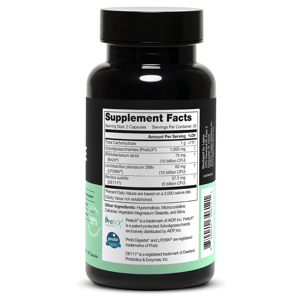 LEGION Biome Probiotic capsules out of bottle show easy daily use.