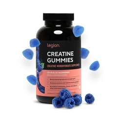 LEGION Creatine Monohydrate Gummies pack shot showing easy daily dose for athletes.