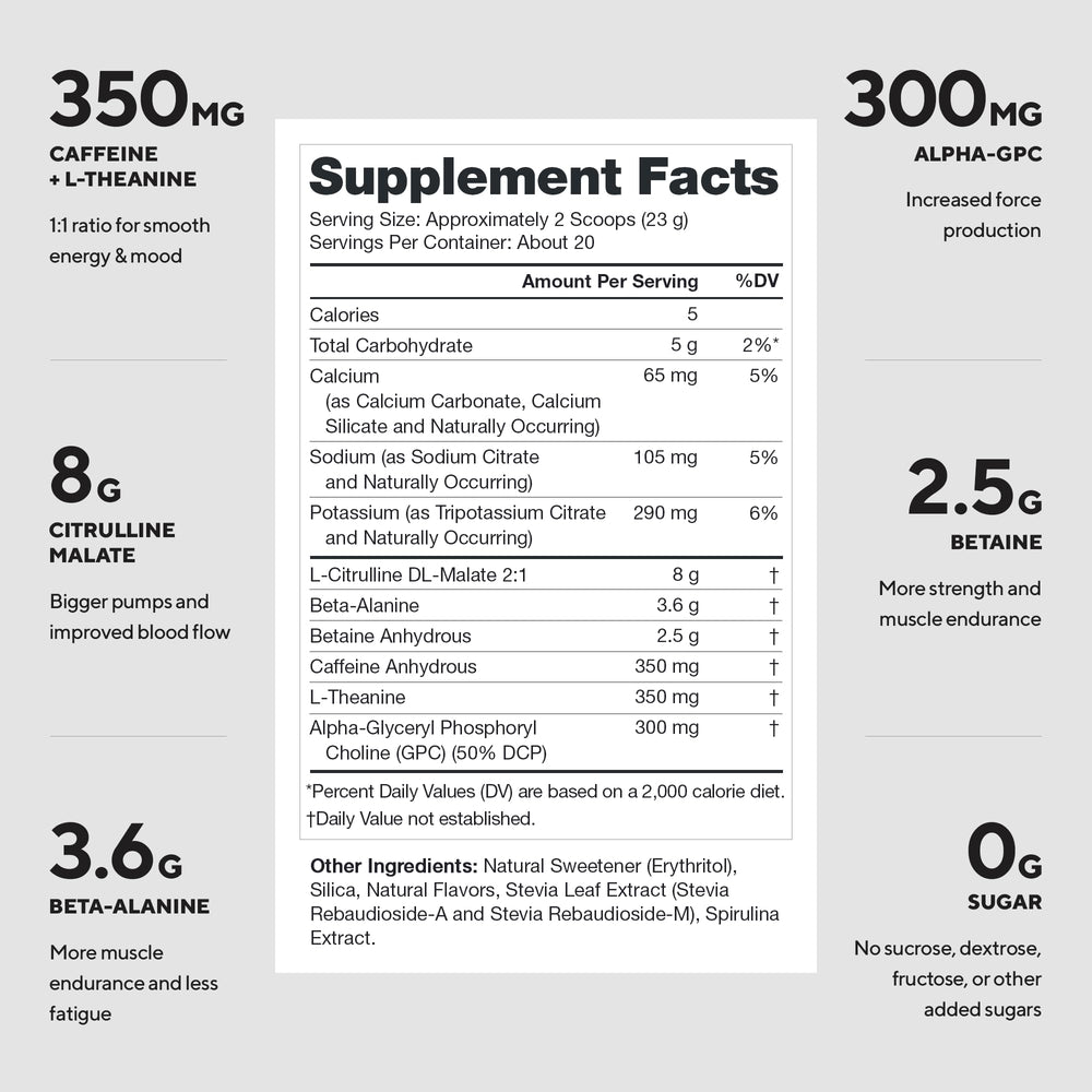 Measuring scoop beside LEGION Pulse pre-workout for precise servings