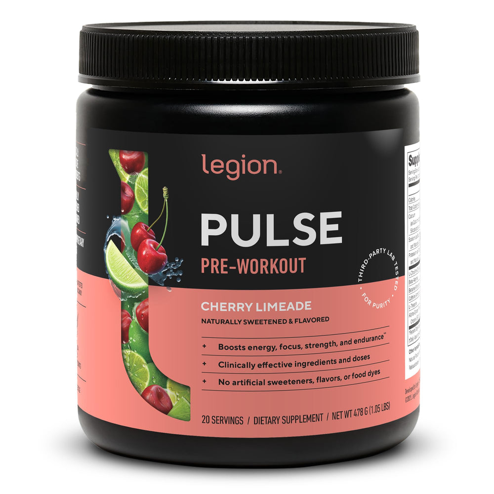 LEGION Pulse tub front showing cherry limeade flavor and clean label.