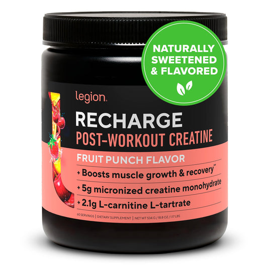 Legion Recharge bottle-front view for post-workout recovery and natural flavor