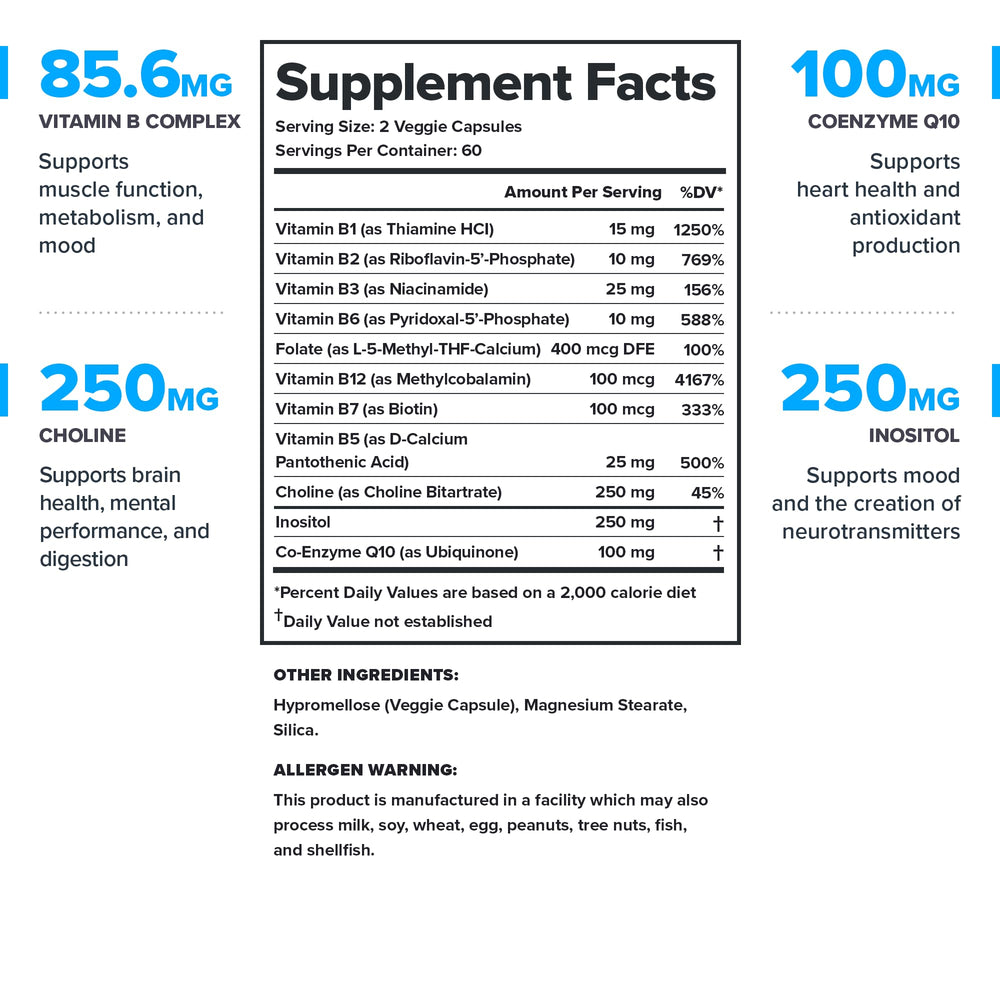 LEGION B-Complex capsules closeup for convenient daily nutrition