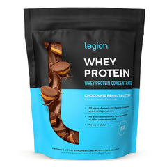 LEGION Whey Protein Powder bottle shows premium protein from rBST-free milk