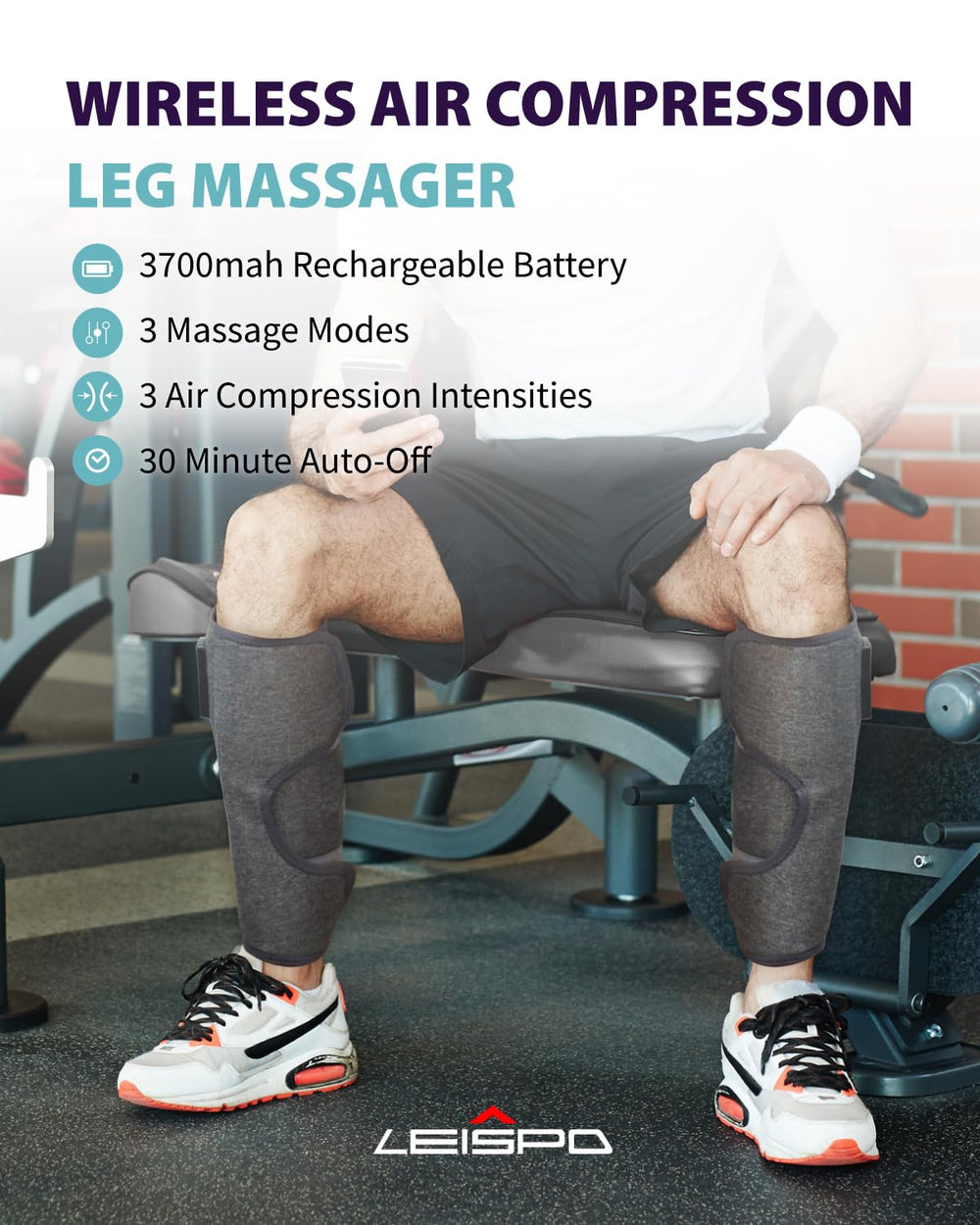 LEISPO massager control panel showcasing four modes for customized relief.