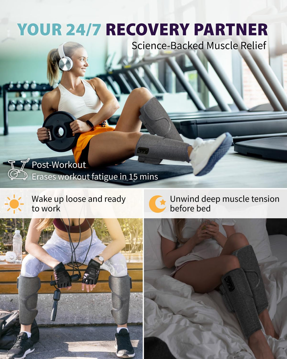 LEISPO cordless design with USB-C charging for mobility at home or gym.