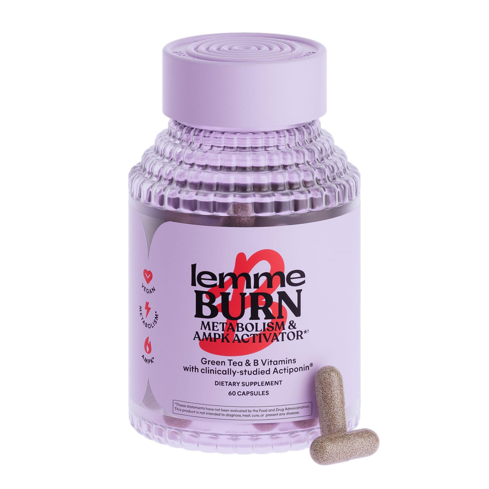 Lemme Burn bottle front view showing Actiponin gynostemma for metabolism support.