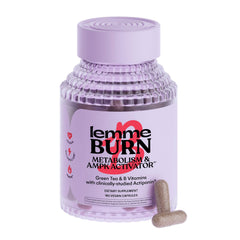 Lemme Burn bottle top view highlights the product and label for metabolism support