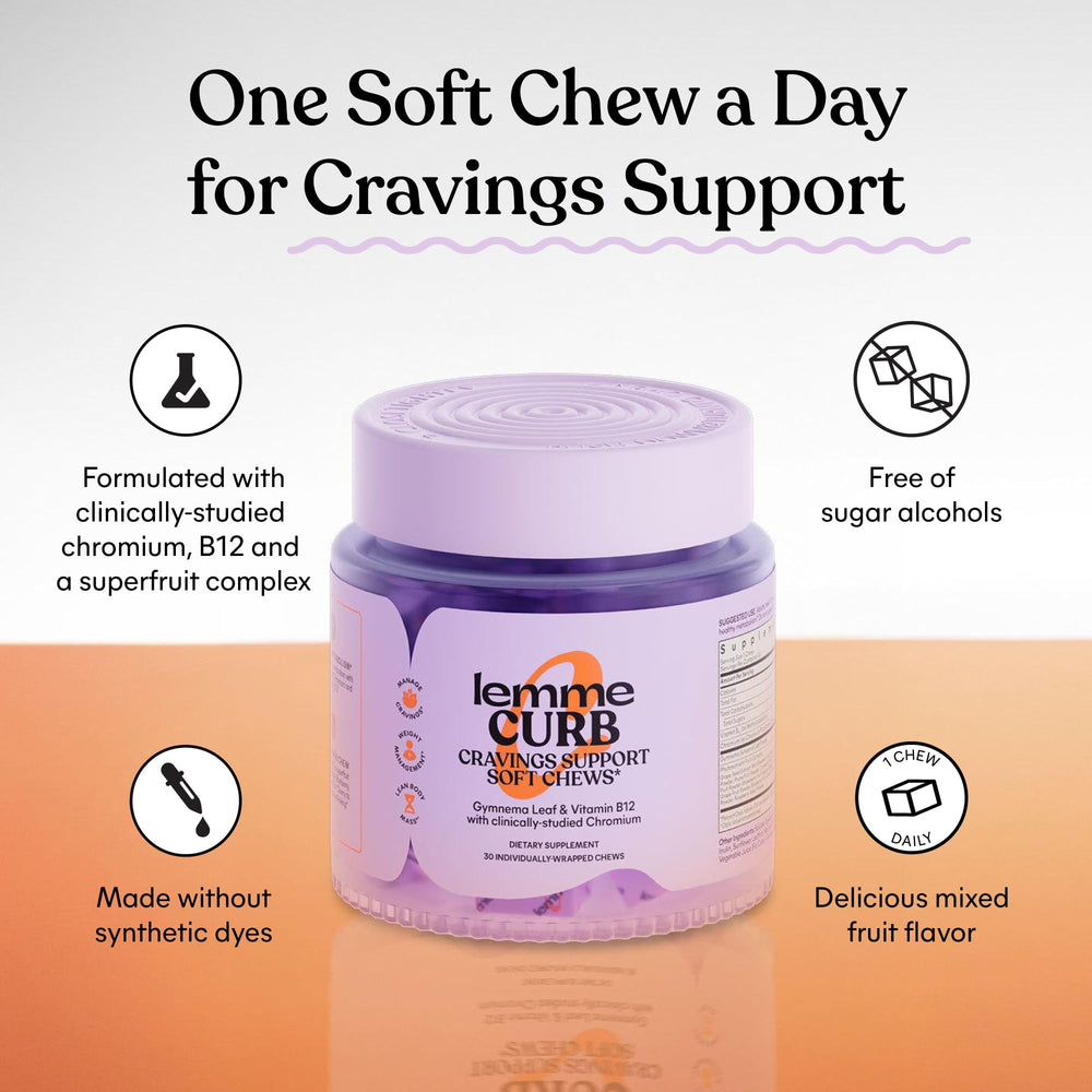 Lemme Curb Cravings soft chews closeup reveals smooth texture and berry flavor.