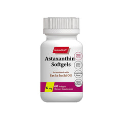 LemnaRed free-form astaxanthin bottle on shelf for antioxidant support.