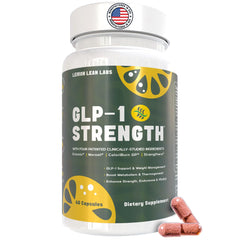 Lemon Lean Labs GLP-1 Strength bottle displaying vegan weight-management support