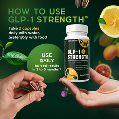 Capsules of Lemon Lean Labs GLP-1 Strength held in hand for convenient dosing