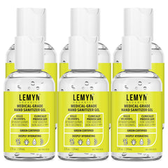 Lemyn Organics medical-grade hand sanitizer bottle 2oz front view for on-the-go protection.