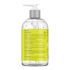 Close-up of Lemyn Organics 97% organic ingredient claim on sanitizer label