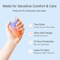 Lena Sensitive Cup 12-hour protection demonstrates reliable, leak-free wear.