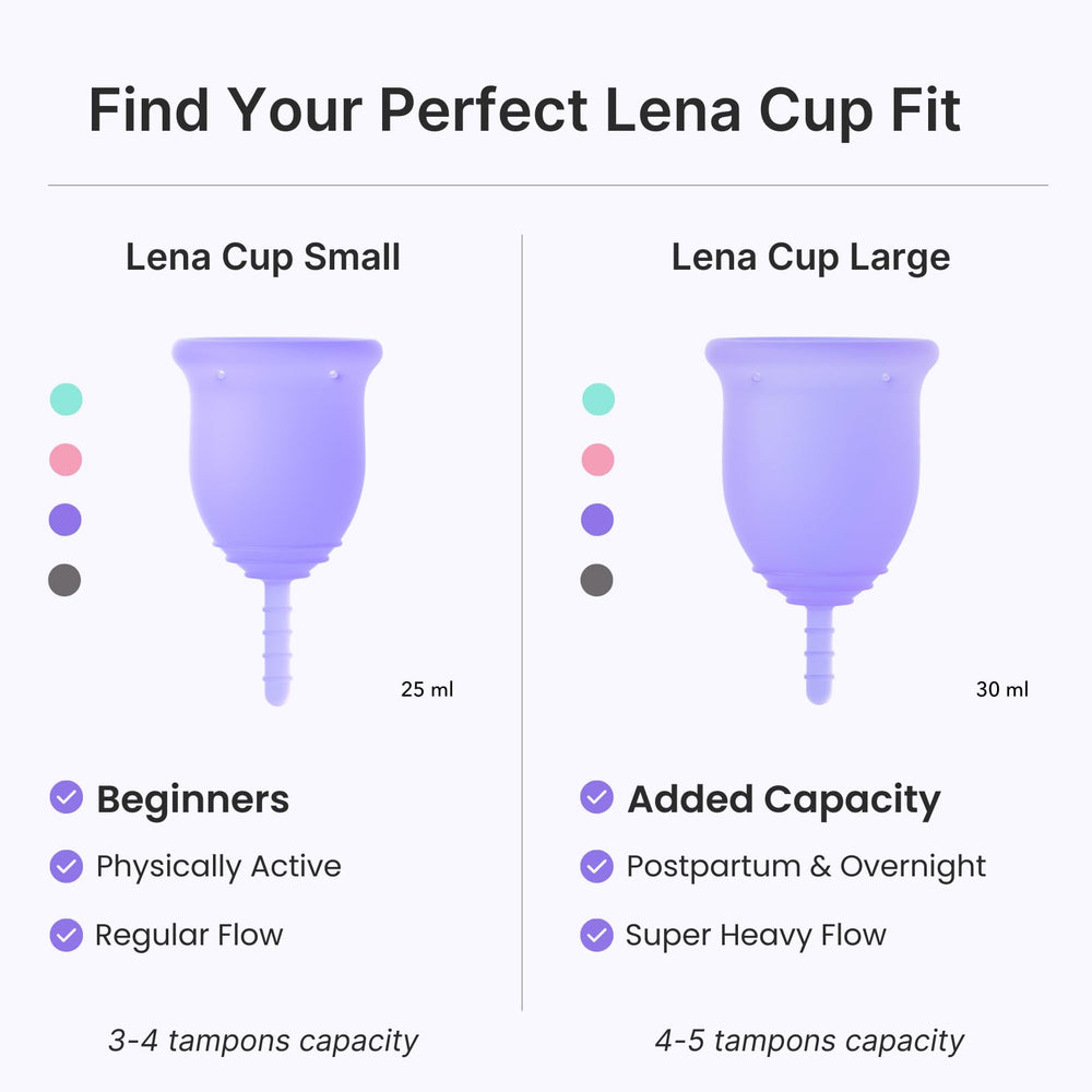LENA Sensitive Large Cup in-use during activity showing secure 12-hour protection.