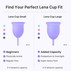 LENA Sensitive Large Cup in-use during activity showing secure 12-hour protection.