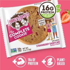Lenny & Larry's Complete Cookie vegan and non-GMO labeling on packaging.