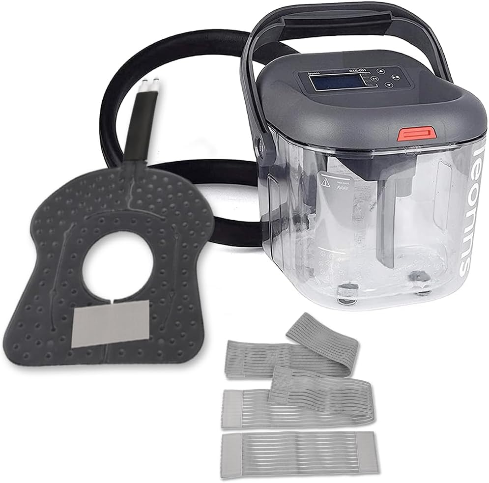 LEONNS cold therapy machine front view with knee pad for post-surgery relief.