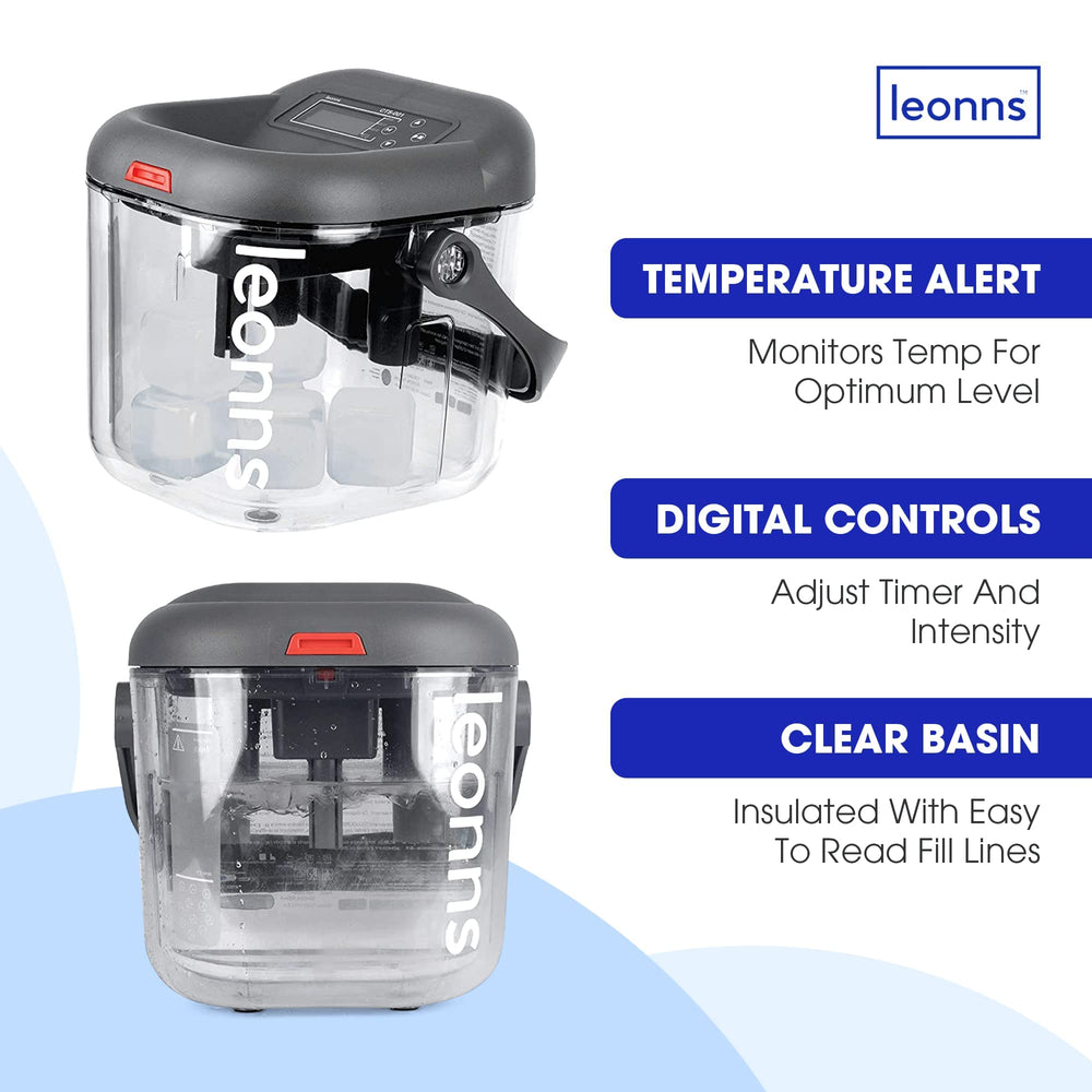 LEONNS therapy system in use on knee for recovery sessions.