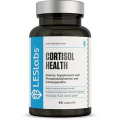 LES Labs Cortisol Health bottle front for stress relief and relaxation.