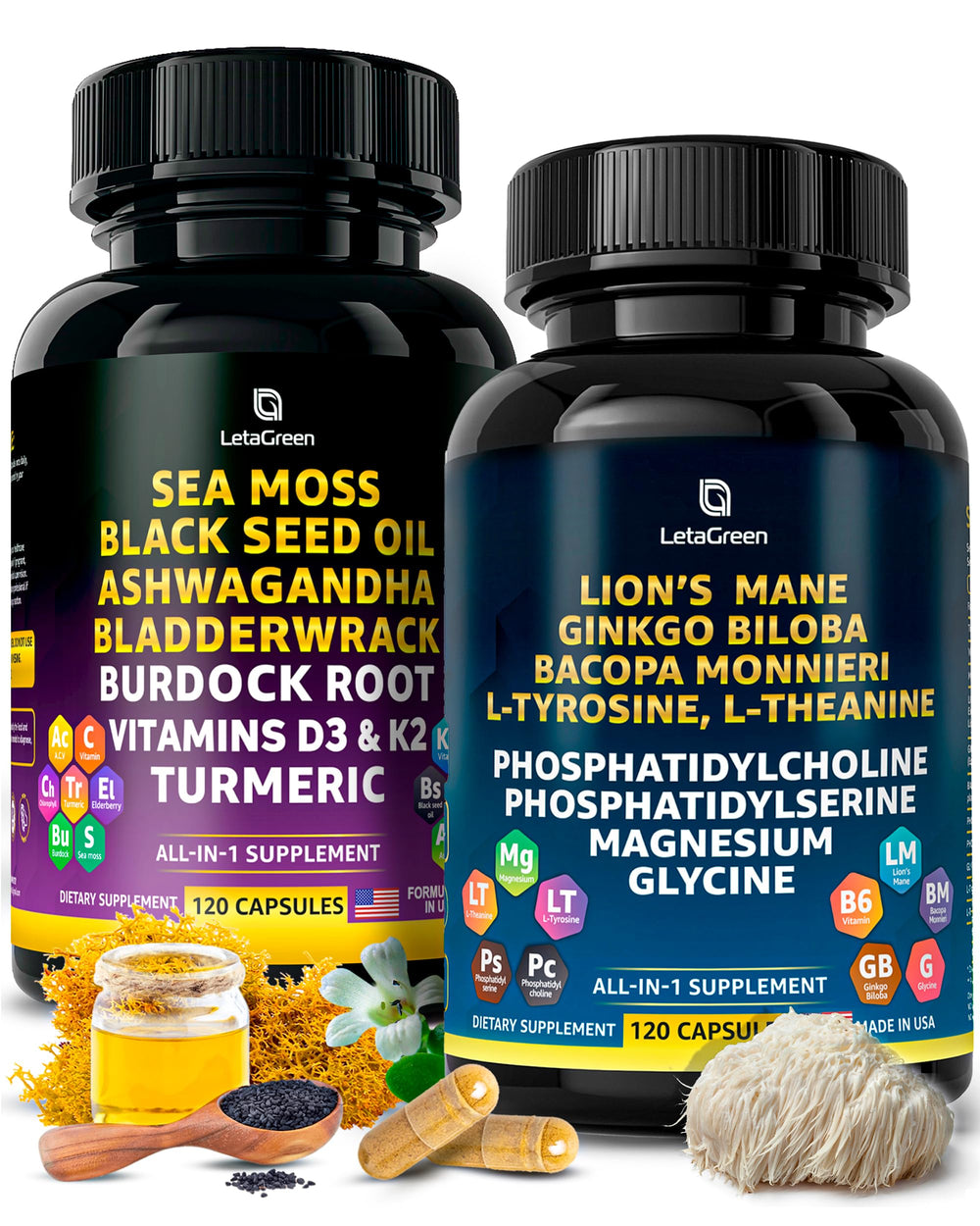 LetaGreen Sea Moss bottle highlights mineral-rich daily wellness