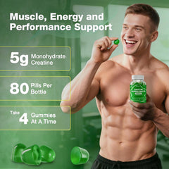 Letollhold Creatine Gummies Green Apple 160ct back-panel shows GMP-certified production