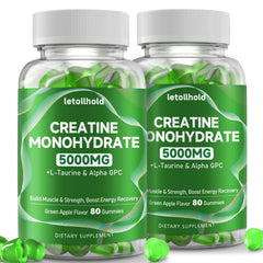 Letollhold Creatine Gummies Green Apple 160ct bottle shows post-workout support
