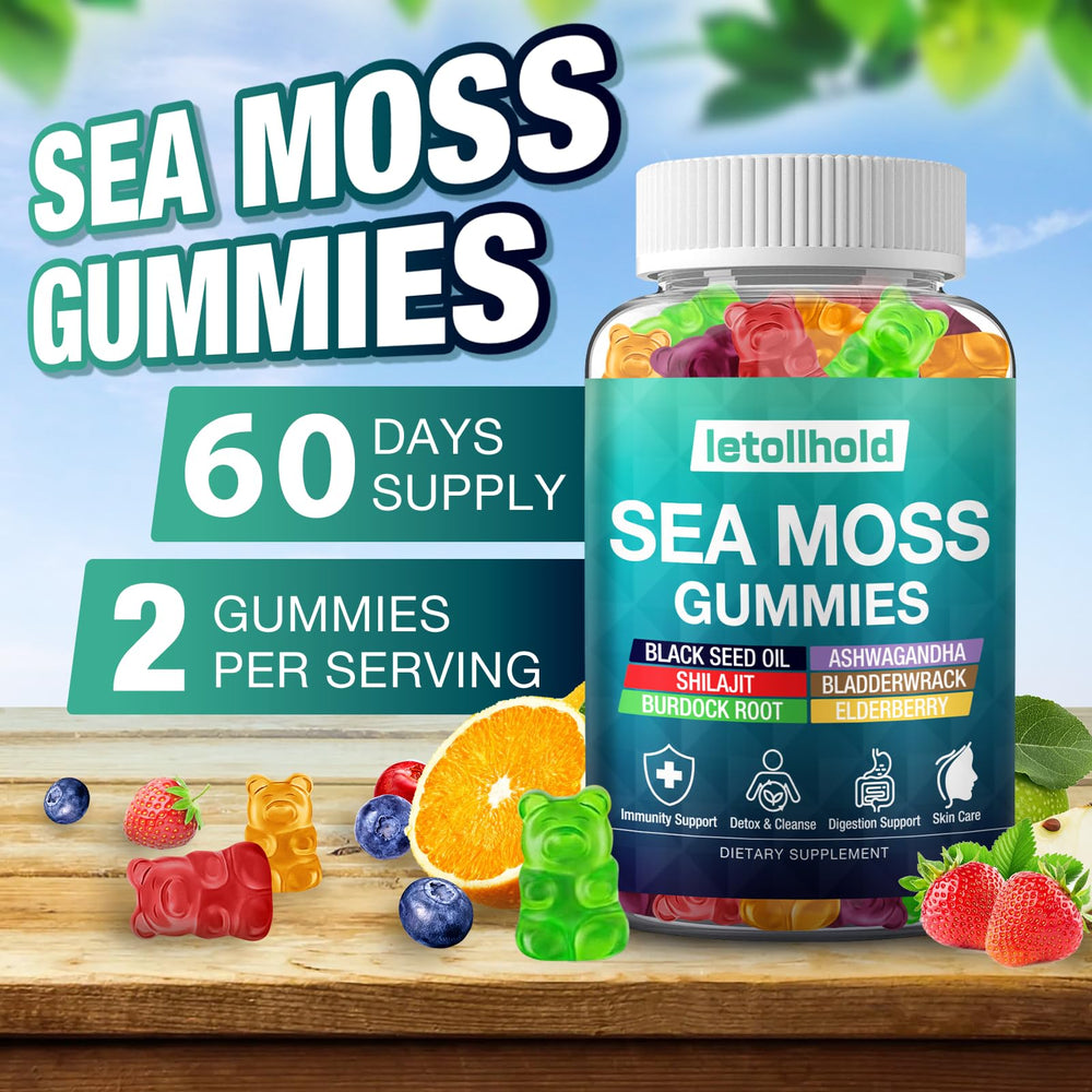 Letollhold Sea Moss Gummies with Ashwagandha and Bladderwrack blend supports vitality.