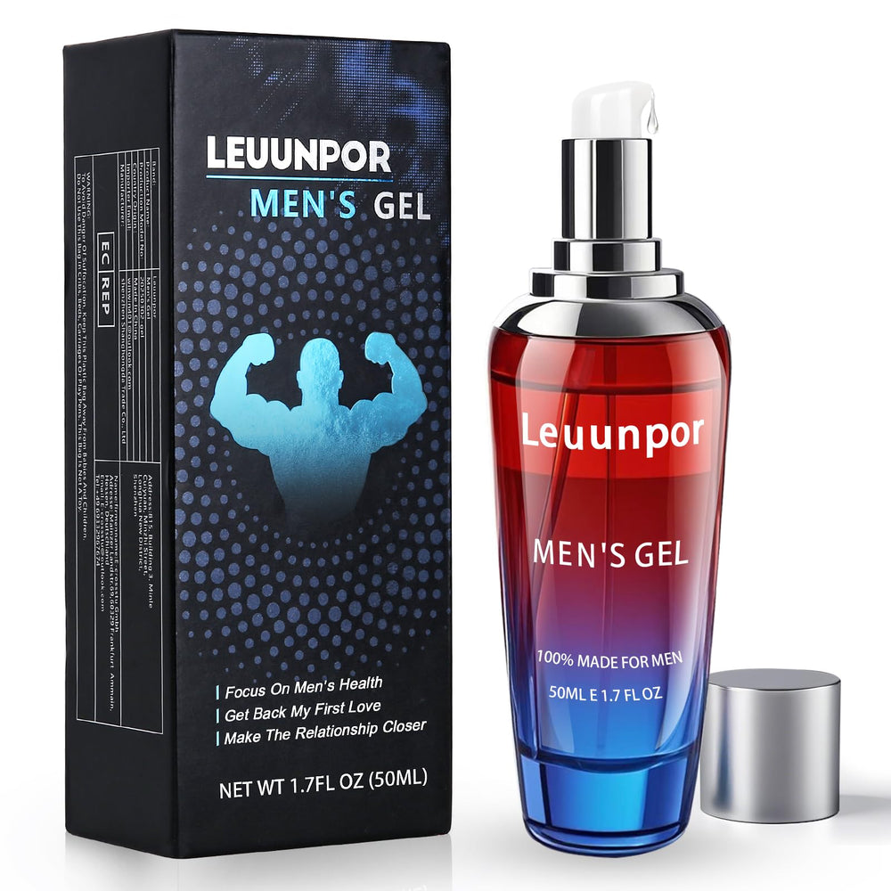 Leuunpor men's enhancement gel bottle shown for smooth, quick-absorbing application.