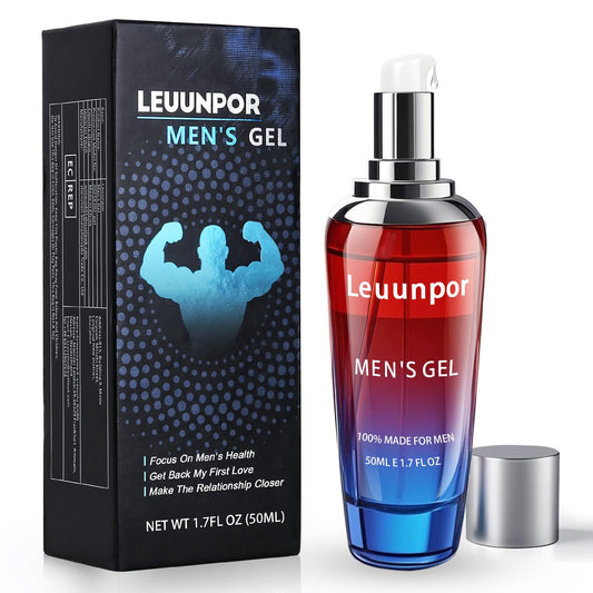 Leuunpor men's enhancement gel bottle shown for smooth, quick-absorbing application.